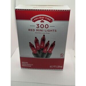 Holiday Time Indoor and Outdoor Red Mini Christmas Lights, 59', 300 Count